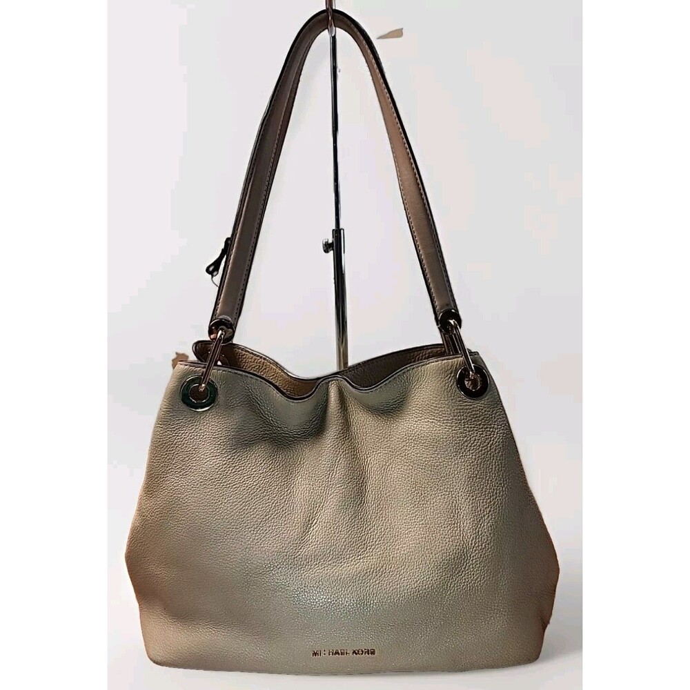 Michael Kors Beige Pebbled Leather 3 Compartment Satchel